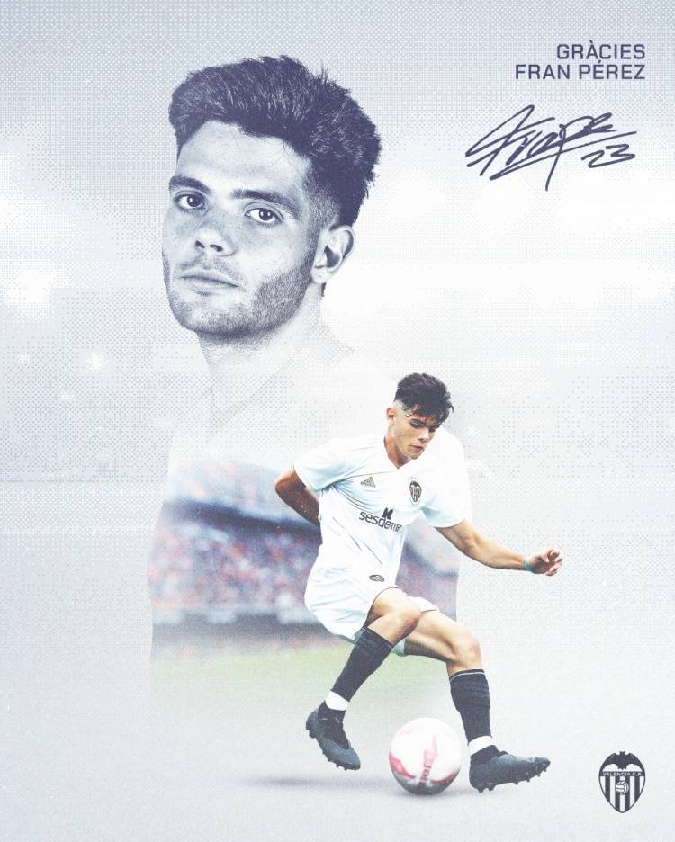 官方：瓦伦西亚22岁边锋弗兰-佩雷兹转会巴列卡诺，签约4年